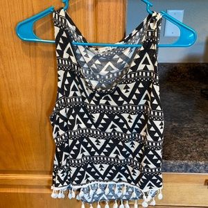 Triangle Pattern Francescas Tank Top with fringe